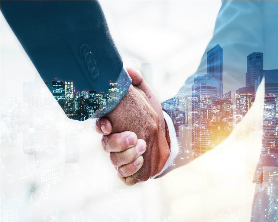 welcome-double-exposure-business-man-partner-handshake